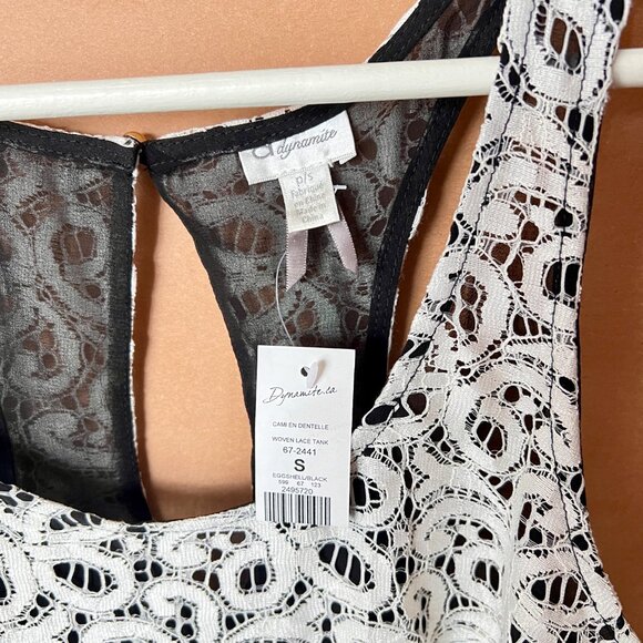 Dynamite brand women's halter top white lace over black BNWT Size S - Picture 2 of 9
